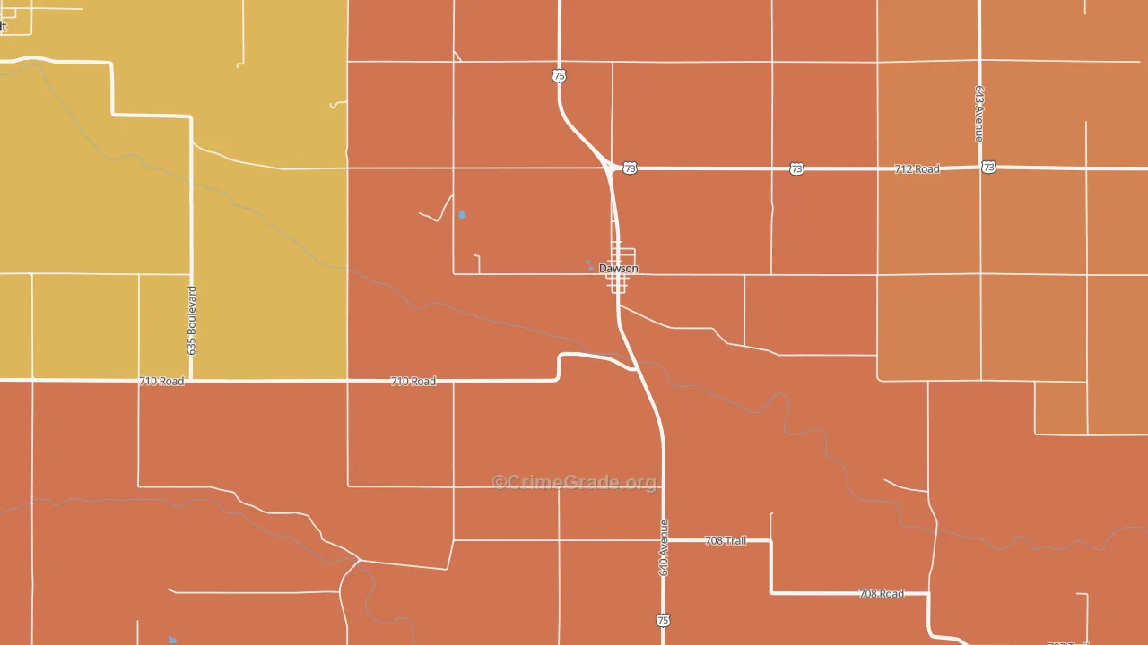 Dawson, NE Map of Robbery Rates