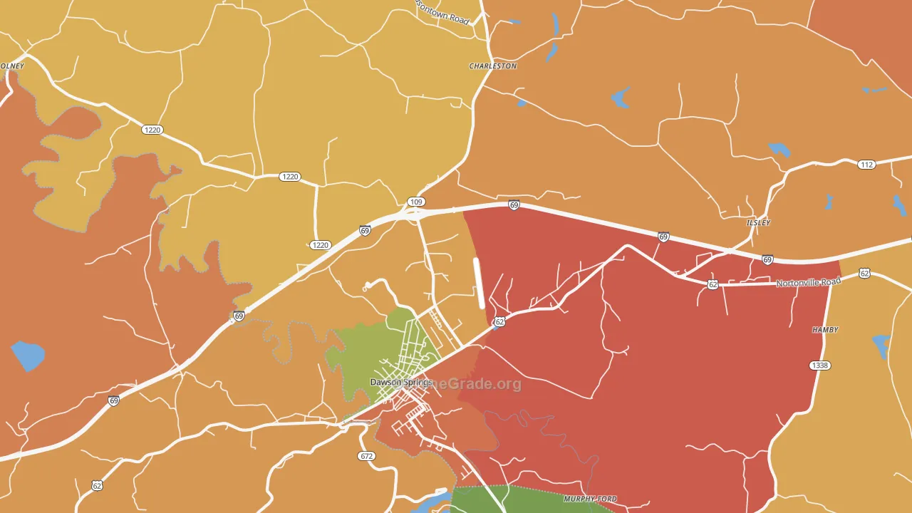 Dawson Springs, KY Map of Robbery Rates