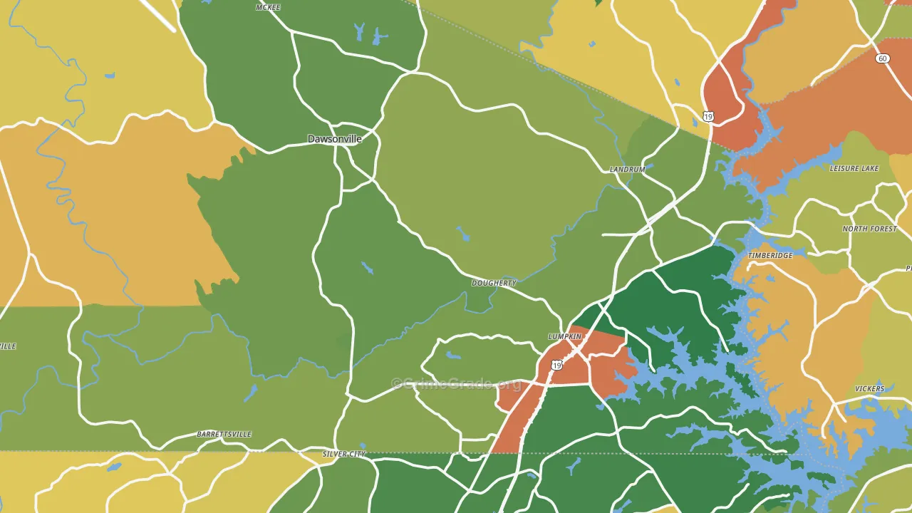 Dawsonville, GA Map of Robbery Rates