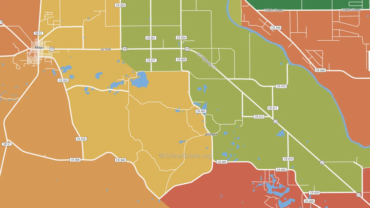 Day, FL Map of Robbery Rates