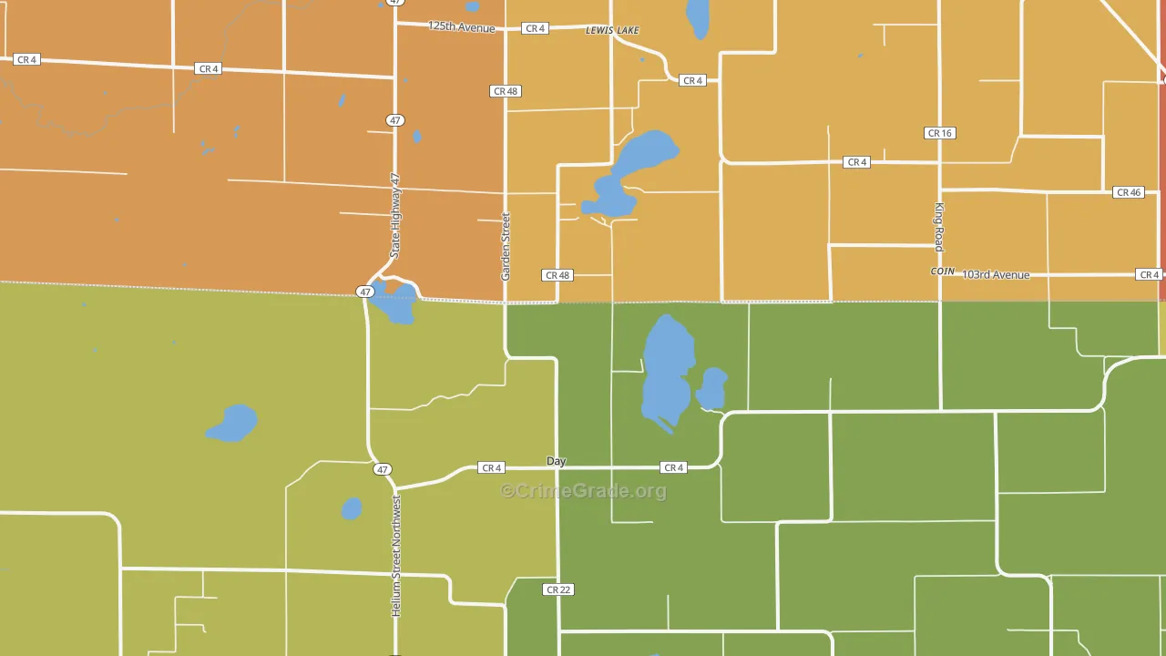 Day, MN Map of Robbery Rates
