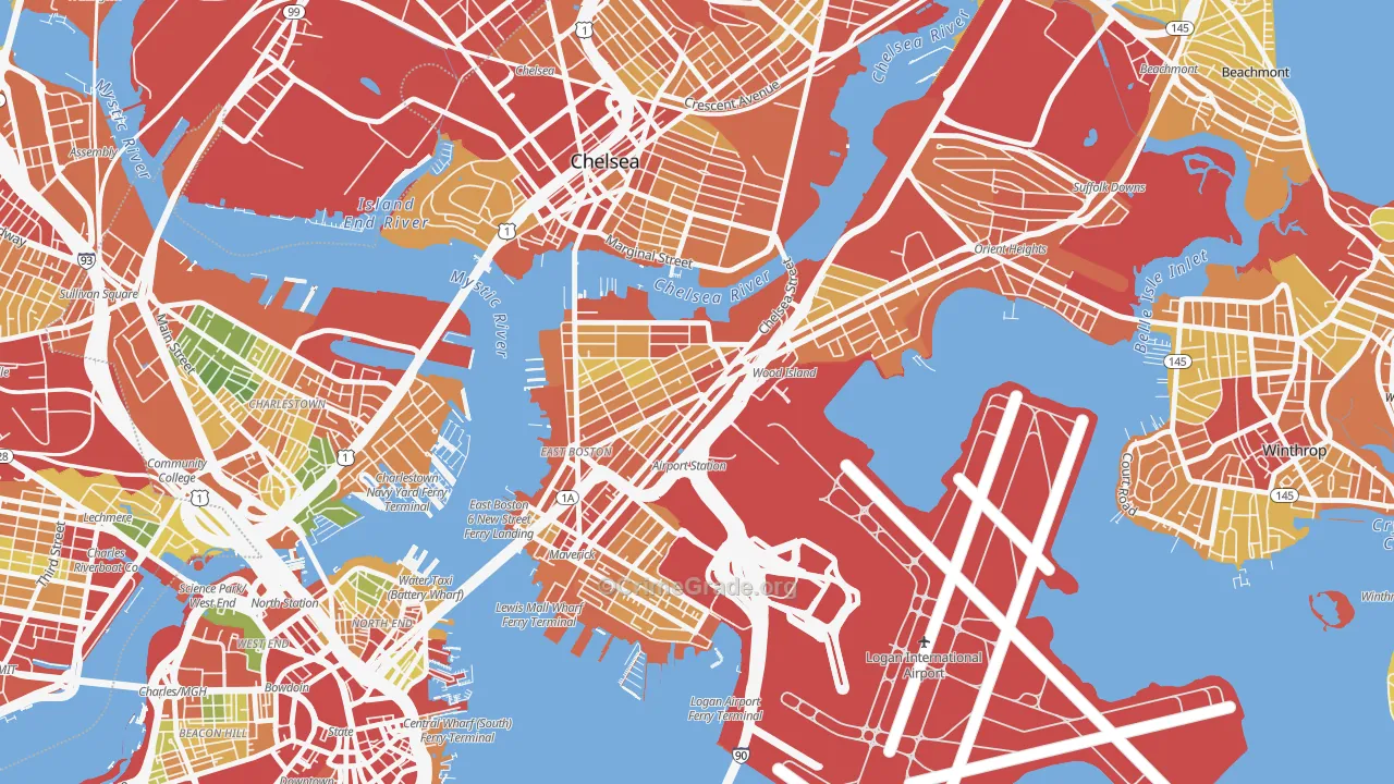 Day Square, Boston, MA Map of Robbery Rates