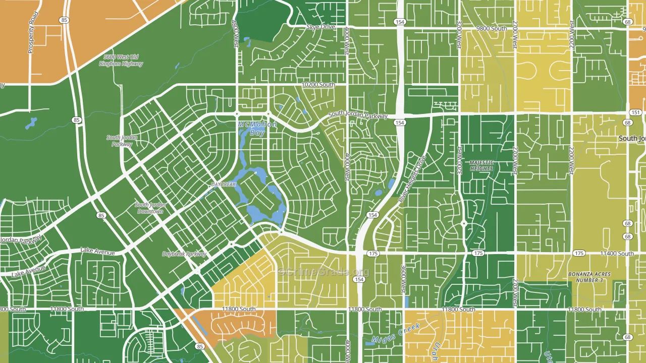 Daybreak, South Jordan, UT Map of Robbery Rates