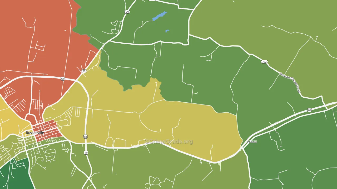 Daysville, KY Map of Robbery Rates