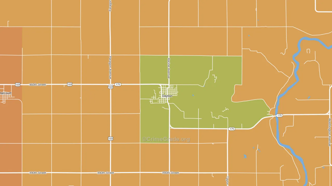 Dayton, IA Map of Robbery Rates