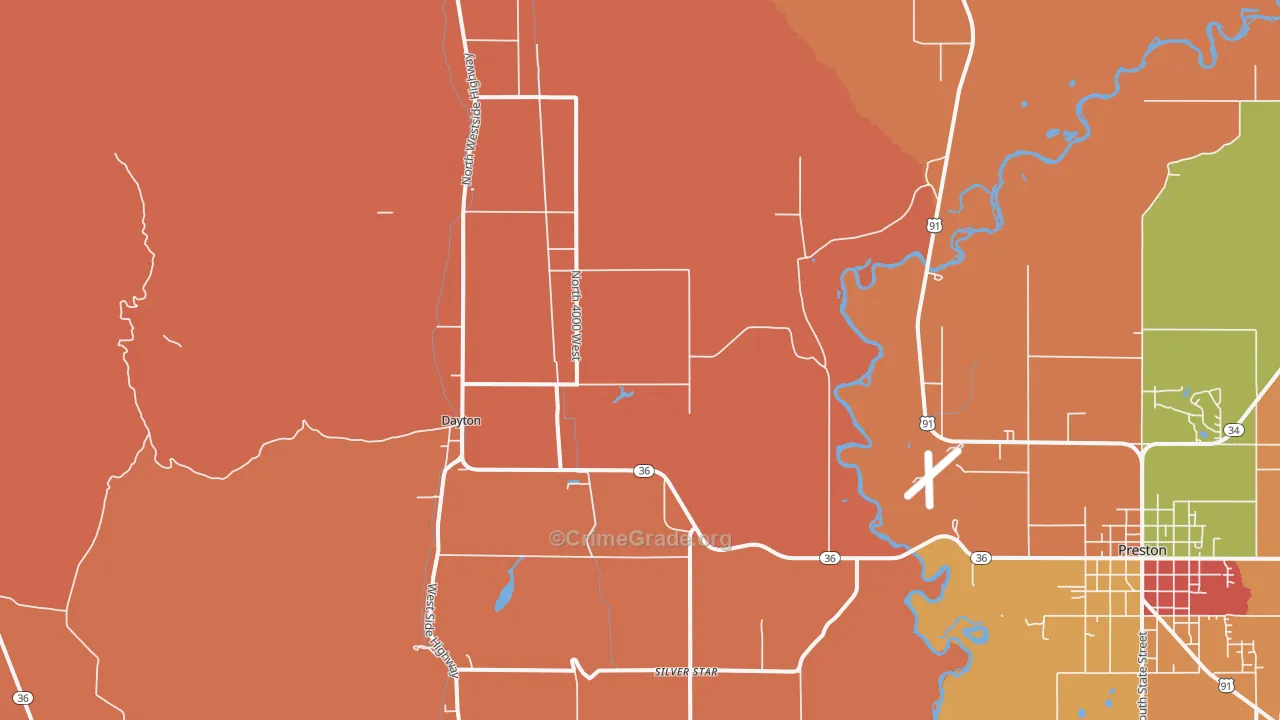 Dayton, ID Map of Robbery Rates