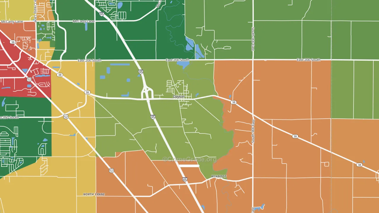 Dayton, IN Map of Robbery Rates