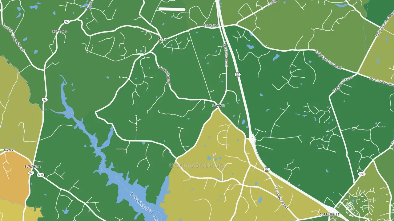 Dayton, MD Map of Robbery Rates