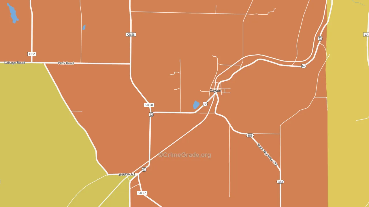 Dayton, NY Map of Robbery Rates