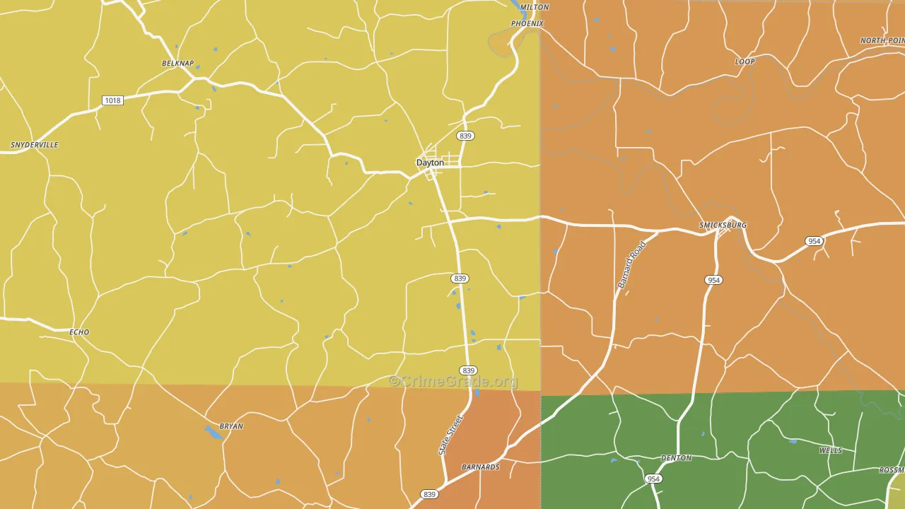 Dayton, PA Map of Robbery Rates