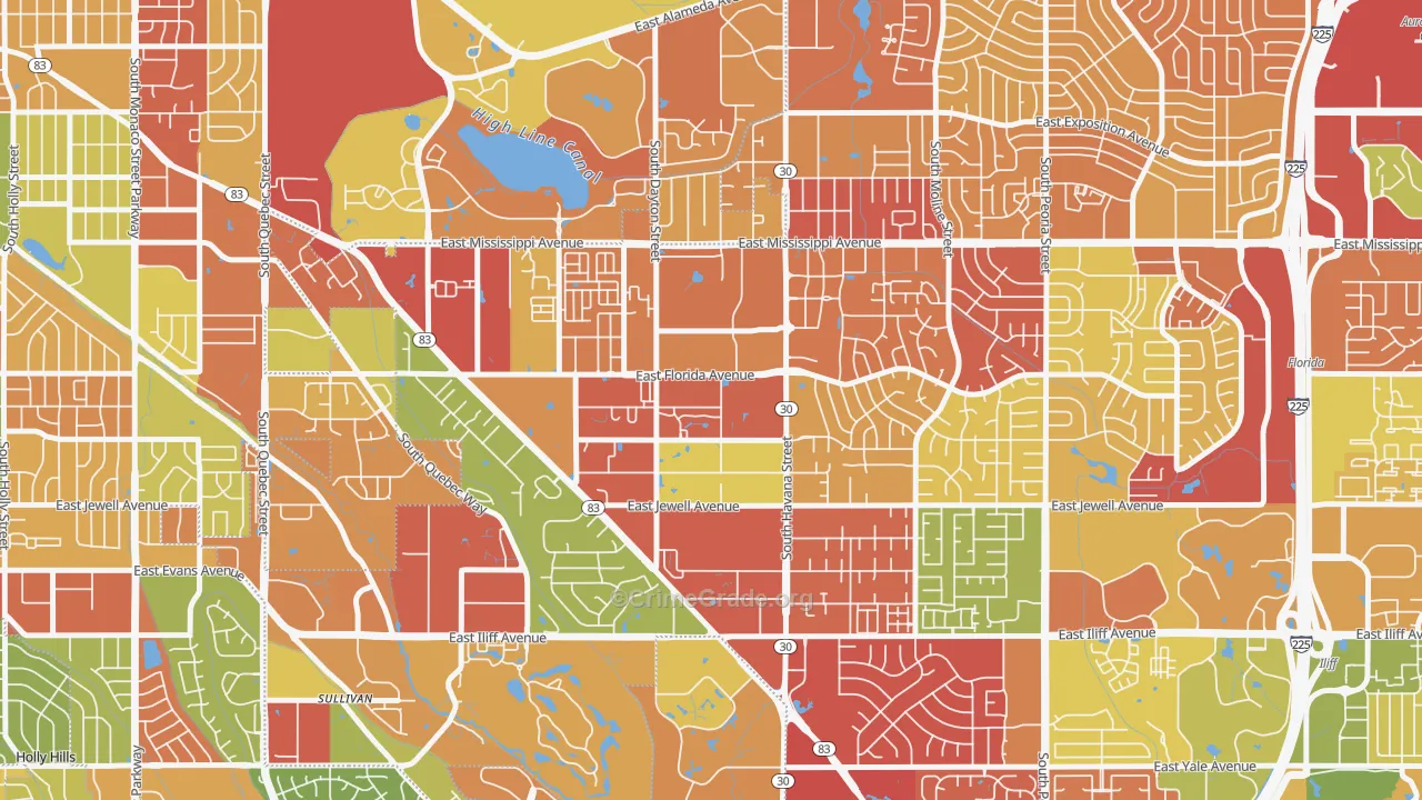 Dayton Triangle, Aurora, CO Map of Robbery Rates