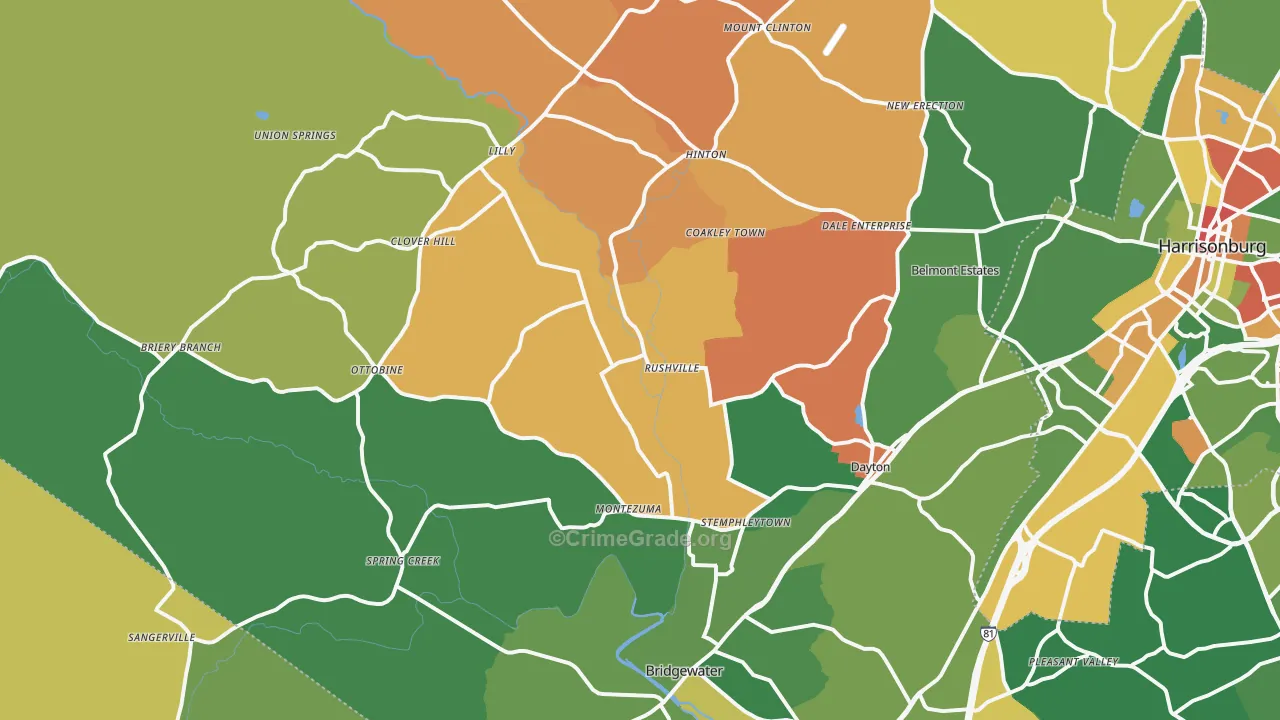 Dayton, VA Map of Robbery Rates