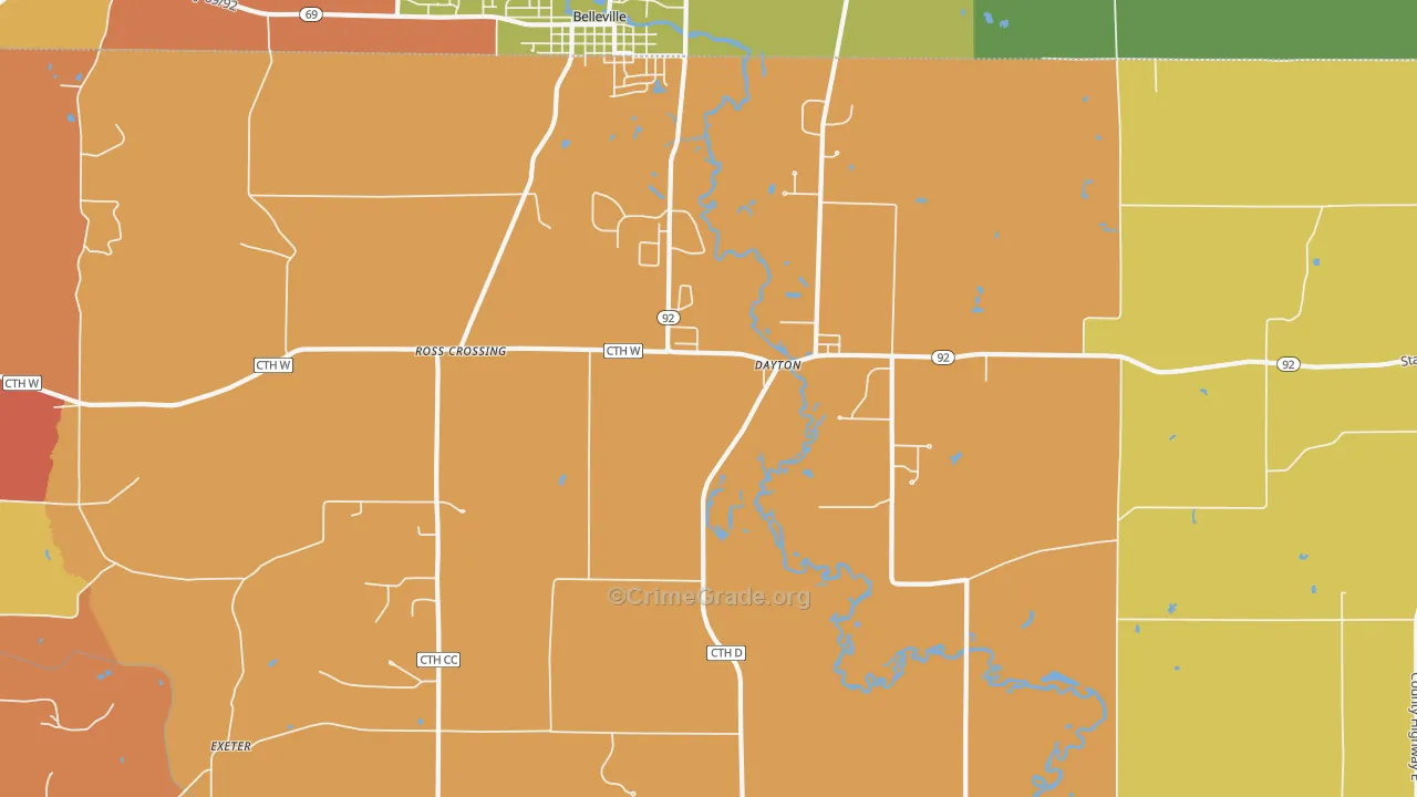 Dayton, WI Map of Robbery Rates