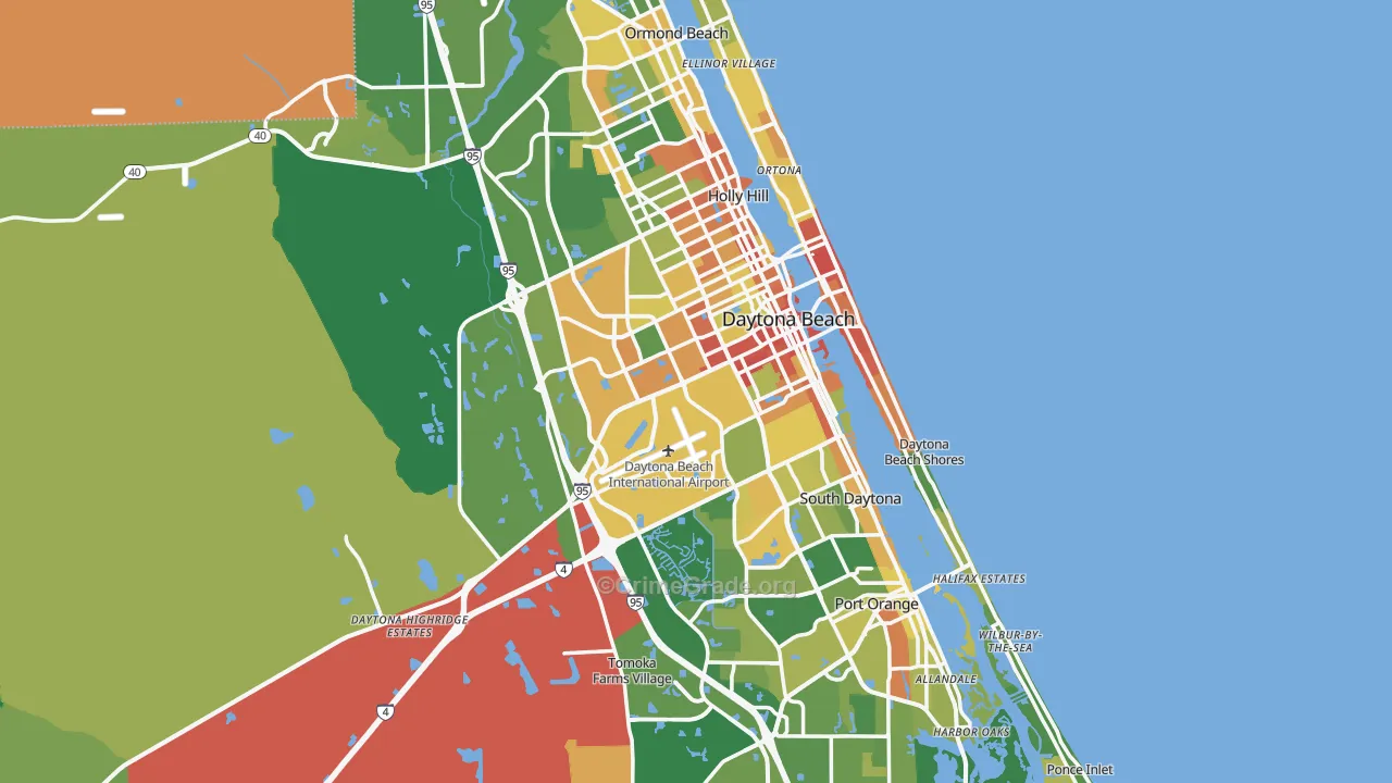 Daytona Beach, FL Map of Robbery Rates