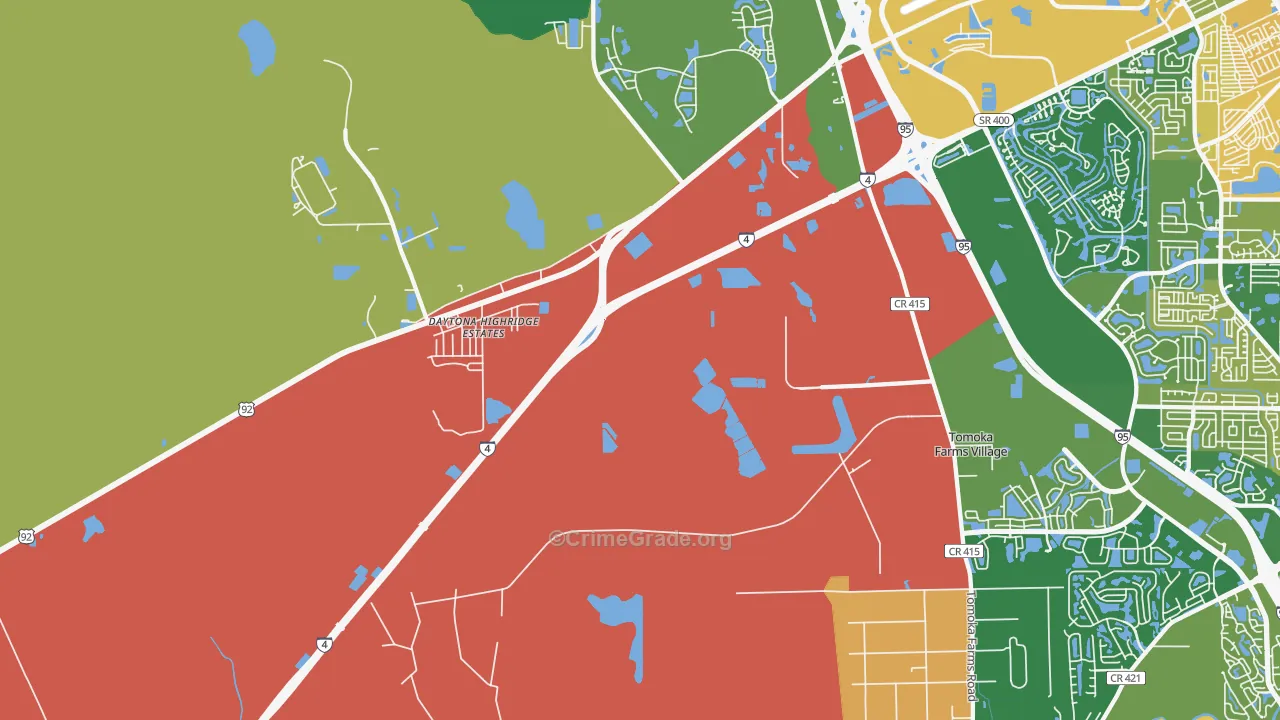 Daytona Highridge Estates, FL Map of Robbery Rates