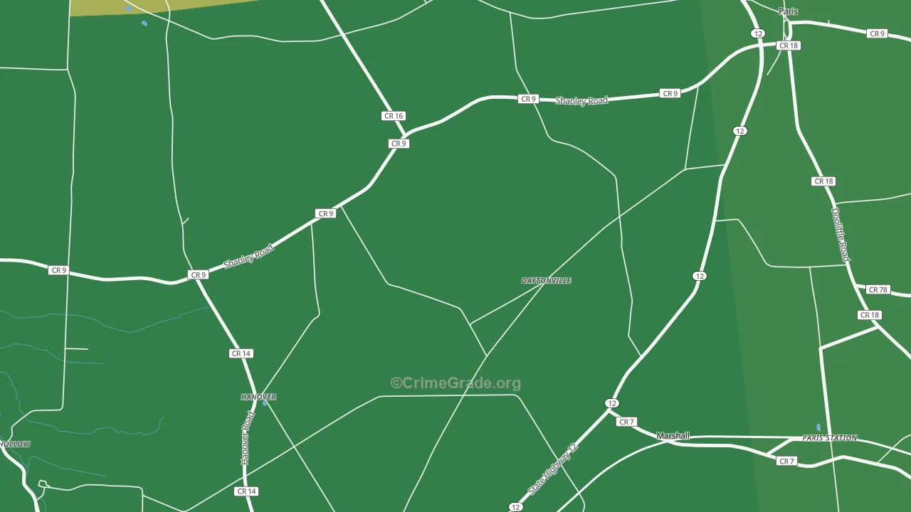 Daytonville, NY Map of Robbery Rates