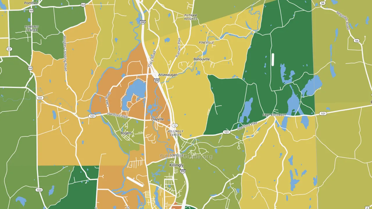 Dayville, CT Map of Robbery Rates