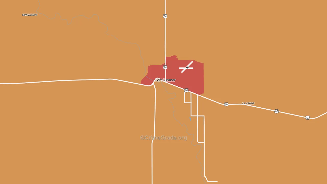 De Baca County, NM Map of Robbery Rates