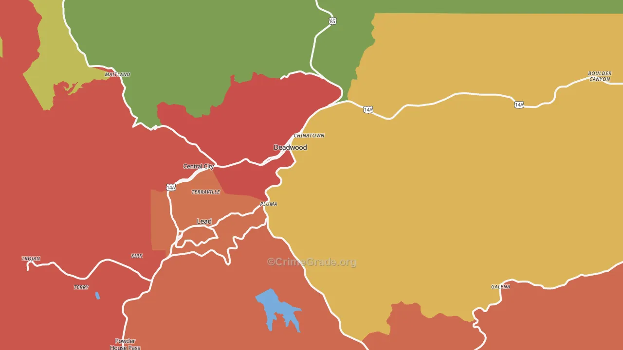 Deadwood, SD Map of Robbery Rates