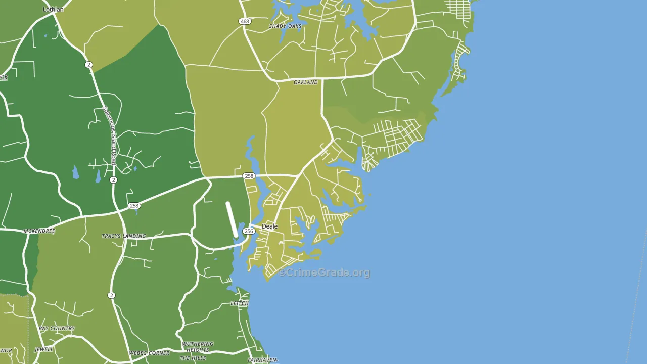 Deale, MD Map of Robbery Rates