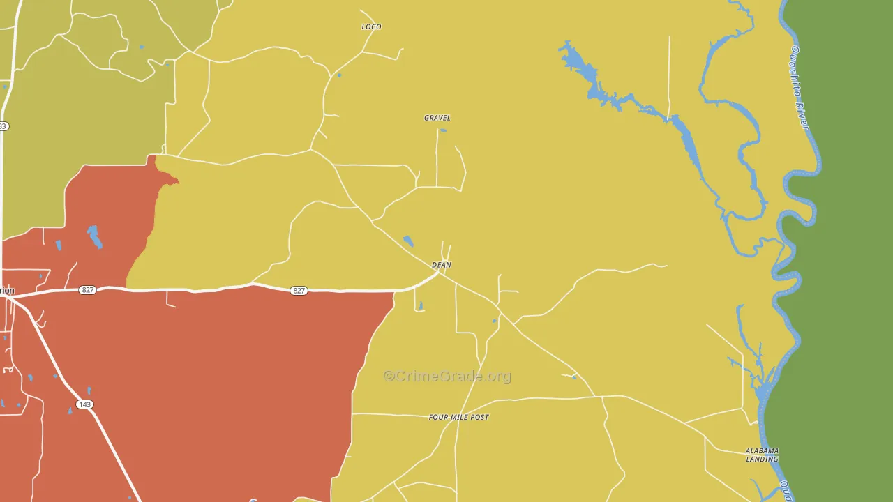 Dean, LA Map of Robbery Rates