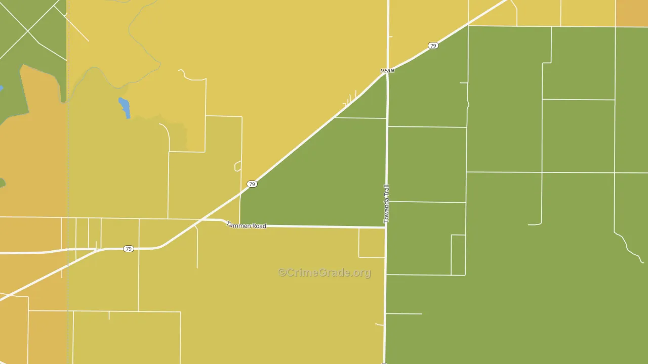Dean, TX Map of Robbery Rates