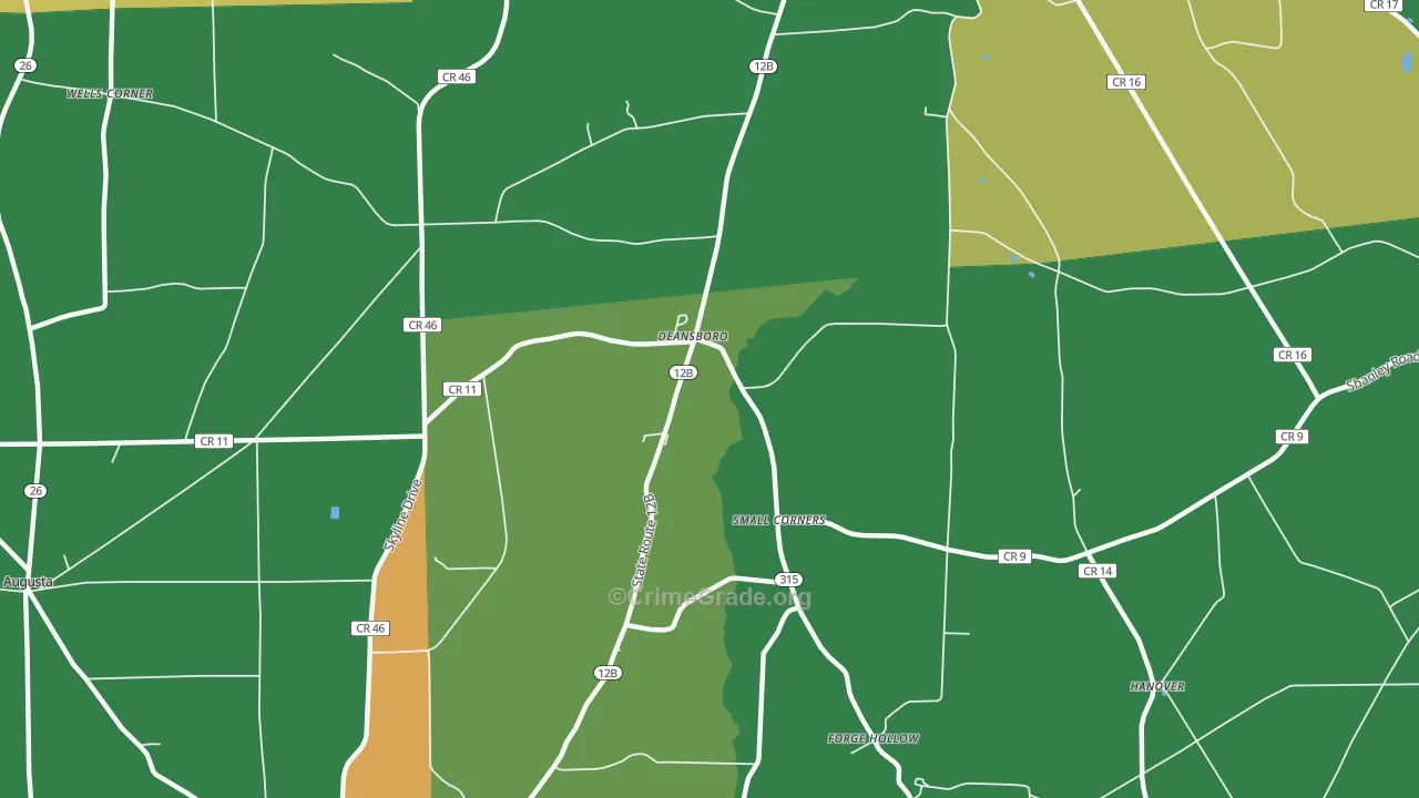 Deansboro, NY Map of Robbery Rates