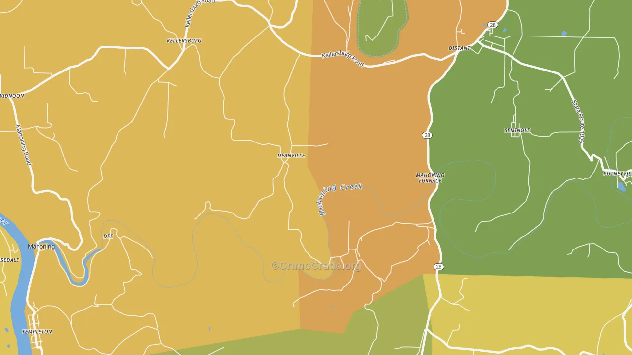 Deanville, PA Map of Robbery Rates