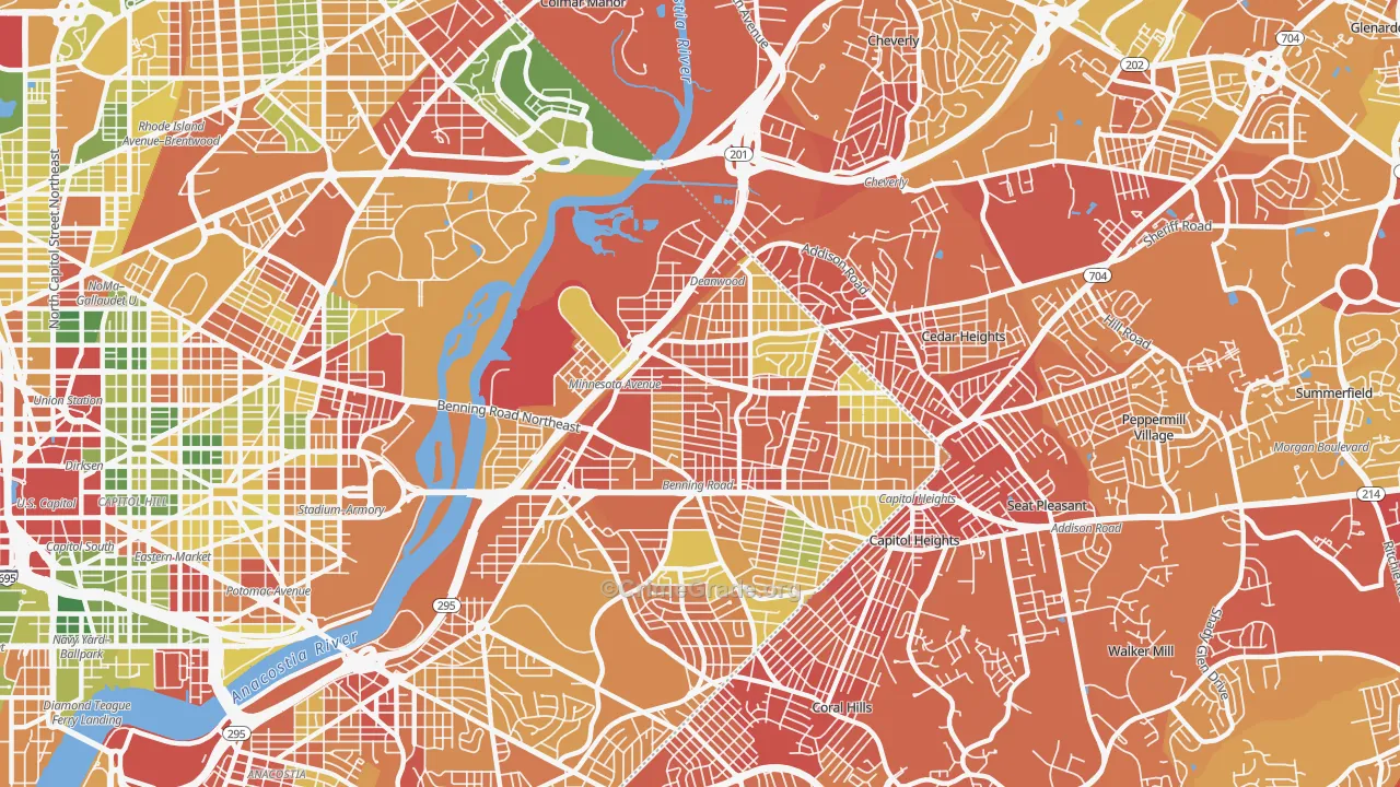 Deanwood, Washington, DC Map of Robbery Rates