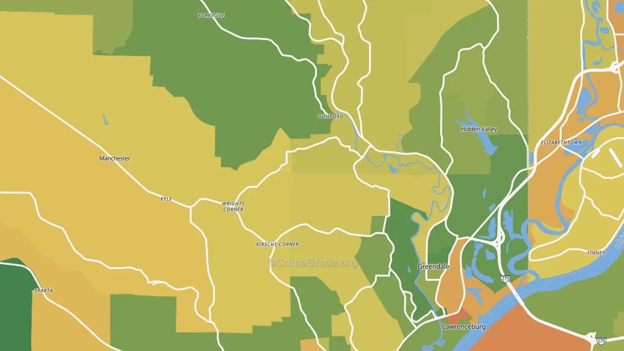 Dearborn County, IN Map of Robbery Rates