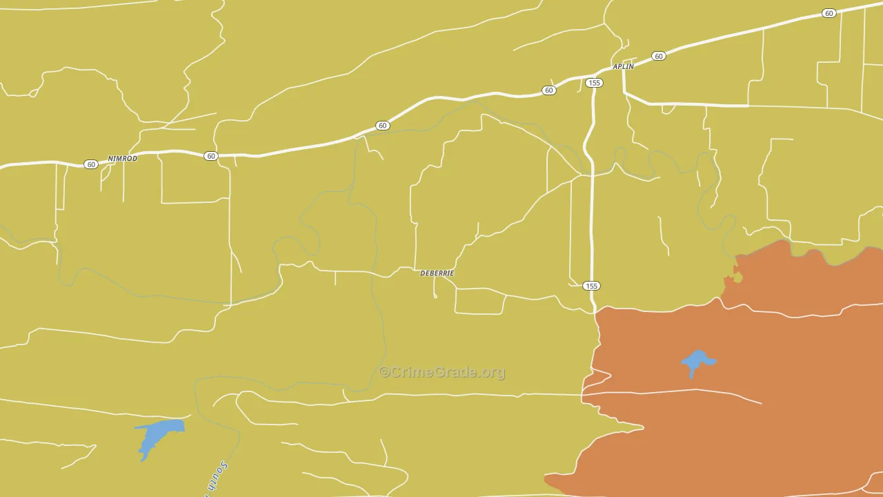 DeBaerrie, AR Map of Robbery Rates