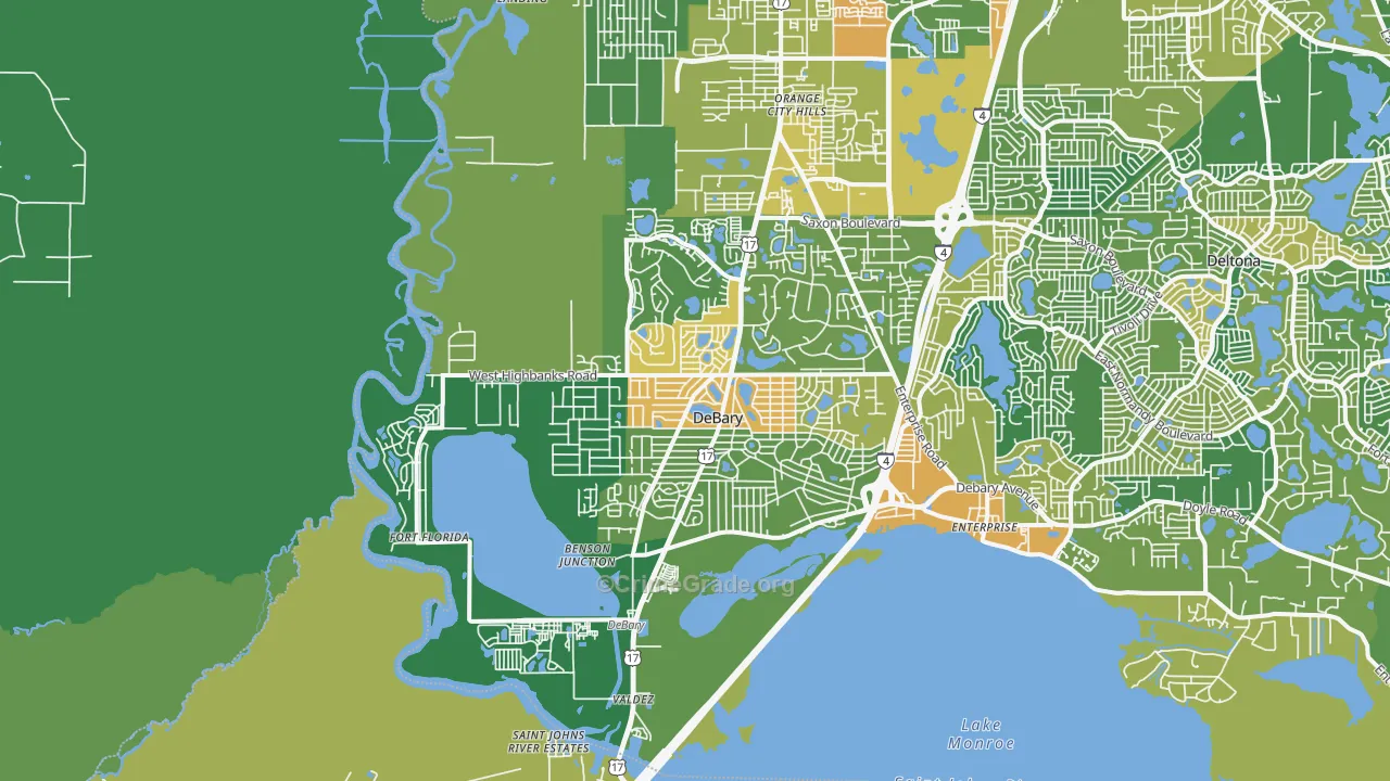 DeBary, FL Map of Robbery Rates