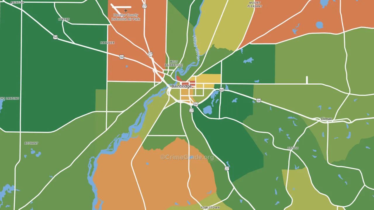 Decatur County, GA Map of Robbery Rates