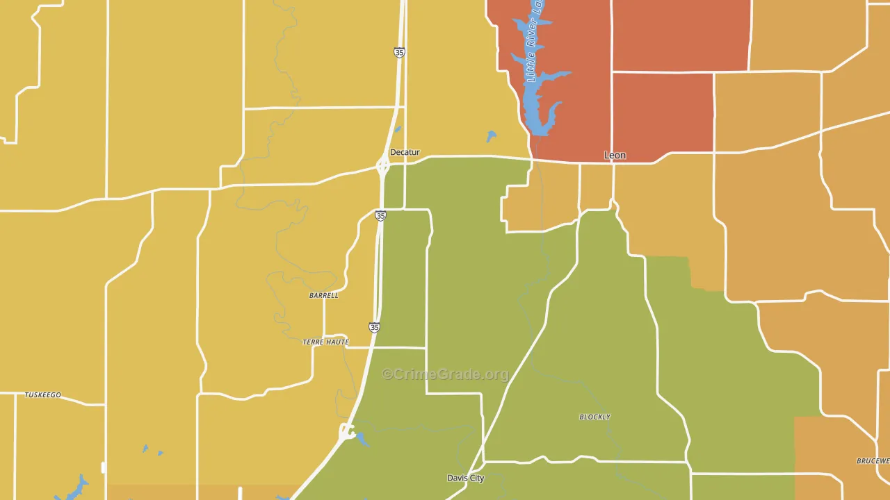 Decatur County, IA Map of Robbery Rates