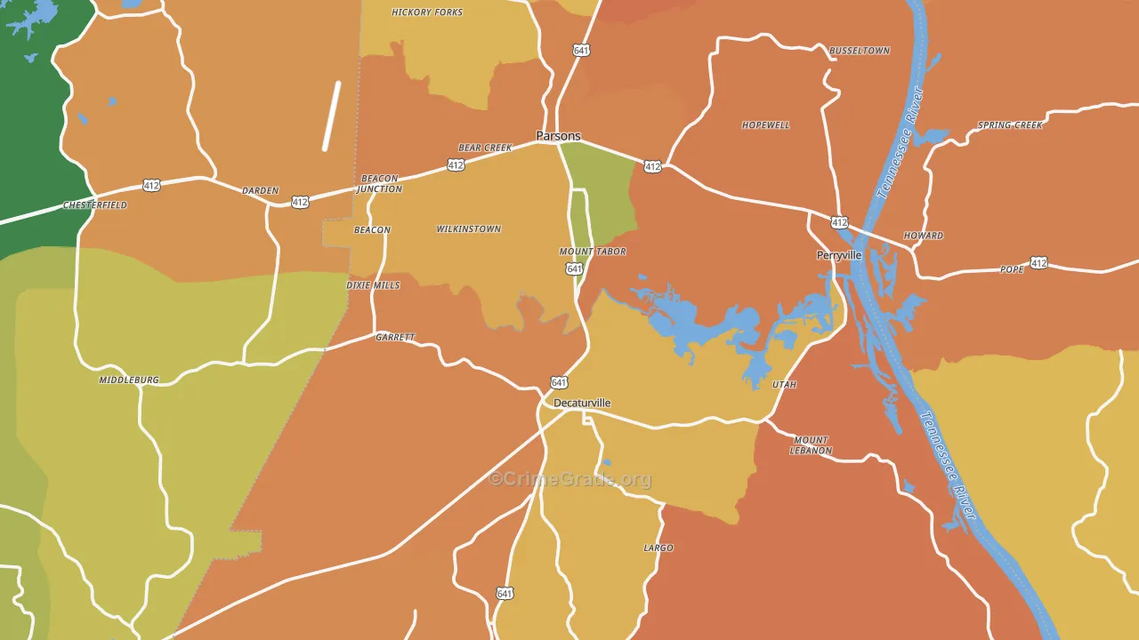 Decatur County, TN Map of Robbery Rates