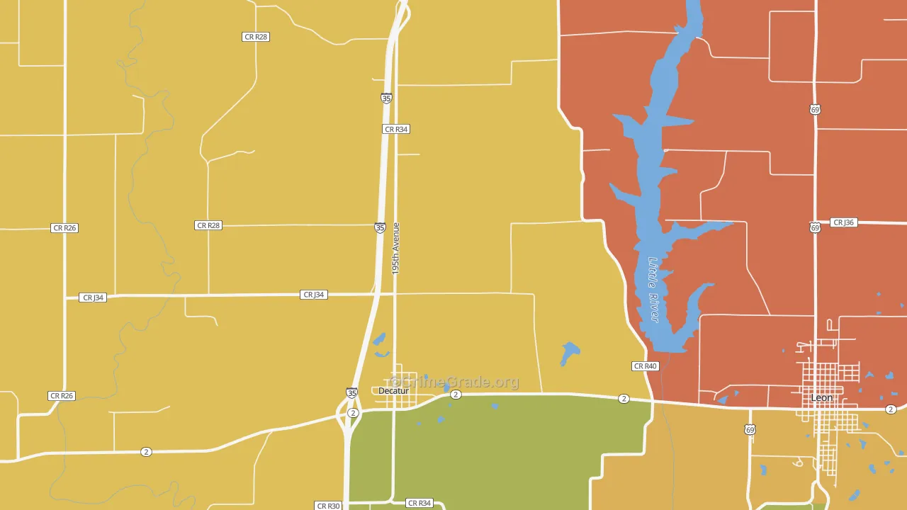 Decatur, IA Map of Robbery Rates