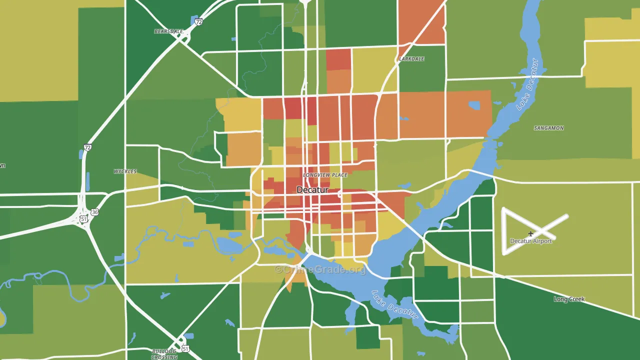 Decatur, IL Map of Robbery Rates