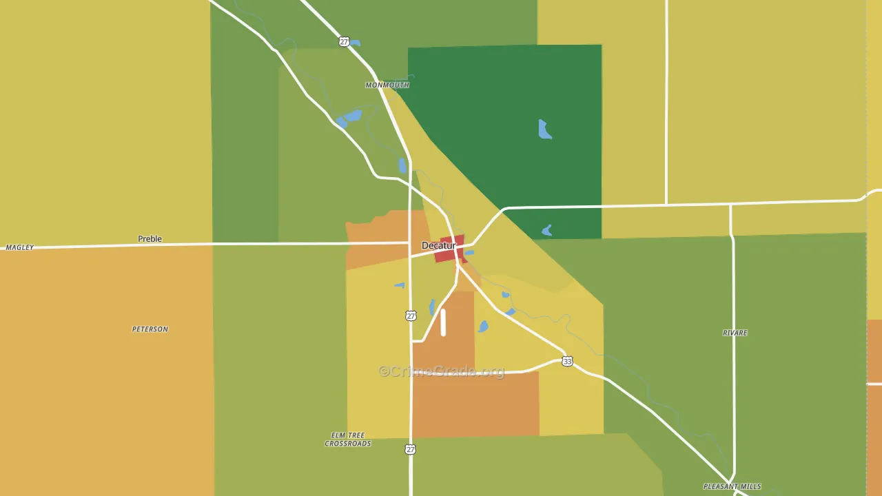 Decatur, IN Map of Robbery Rates