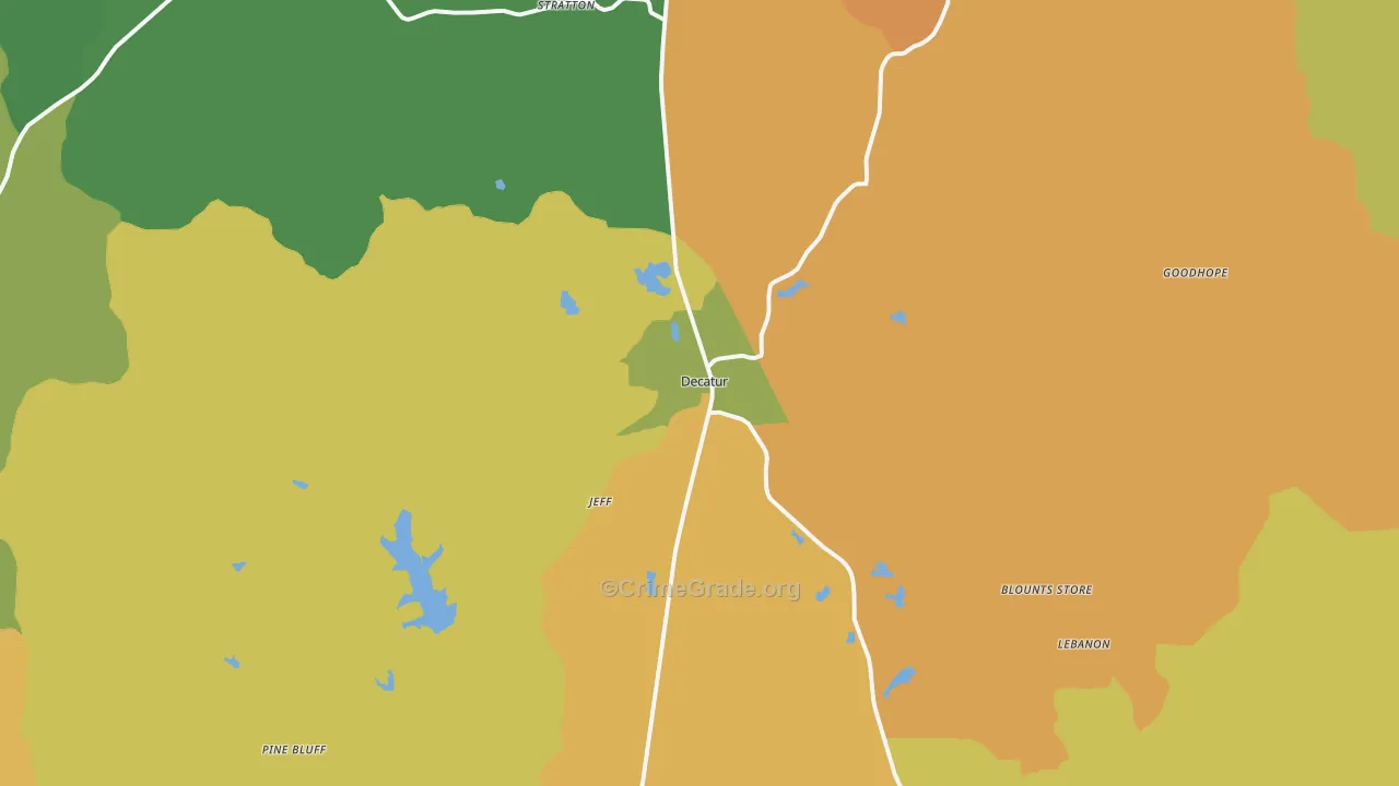 Decatur, MS Map of Robbery Rates