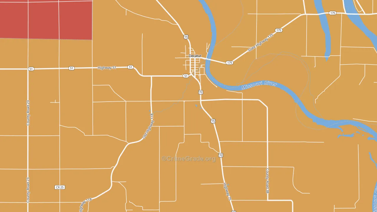 Decatur, NE Map of Robbery Rates