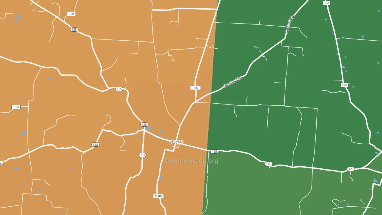 Decatur, OH Map of Robbery Rates