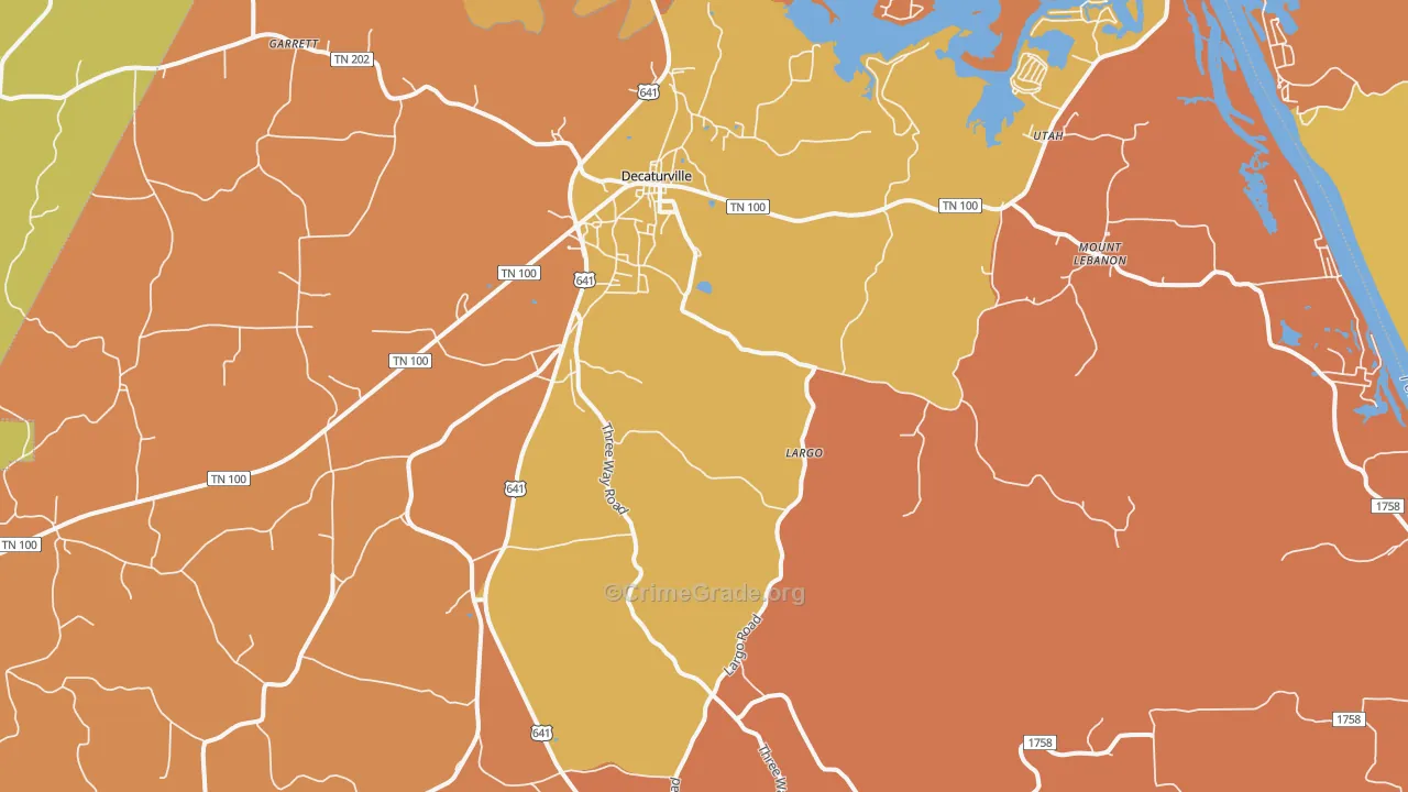 Decaturville, TN Map of Robbery Rates