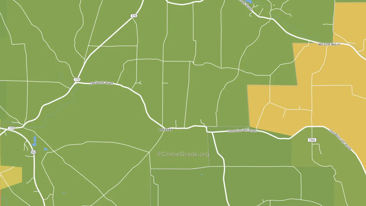 Deckard, PA Map of Robbery Rates