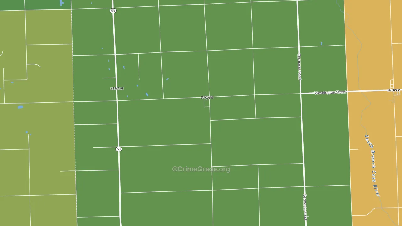 Decker, MI Map of Robbery Rates