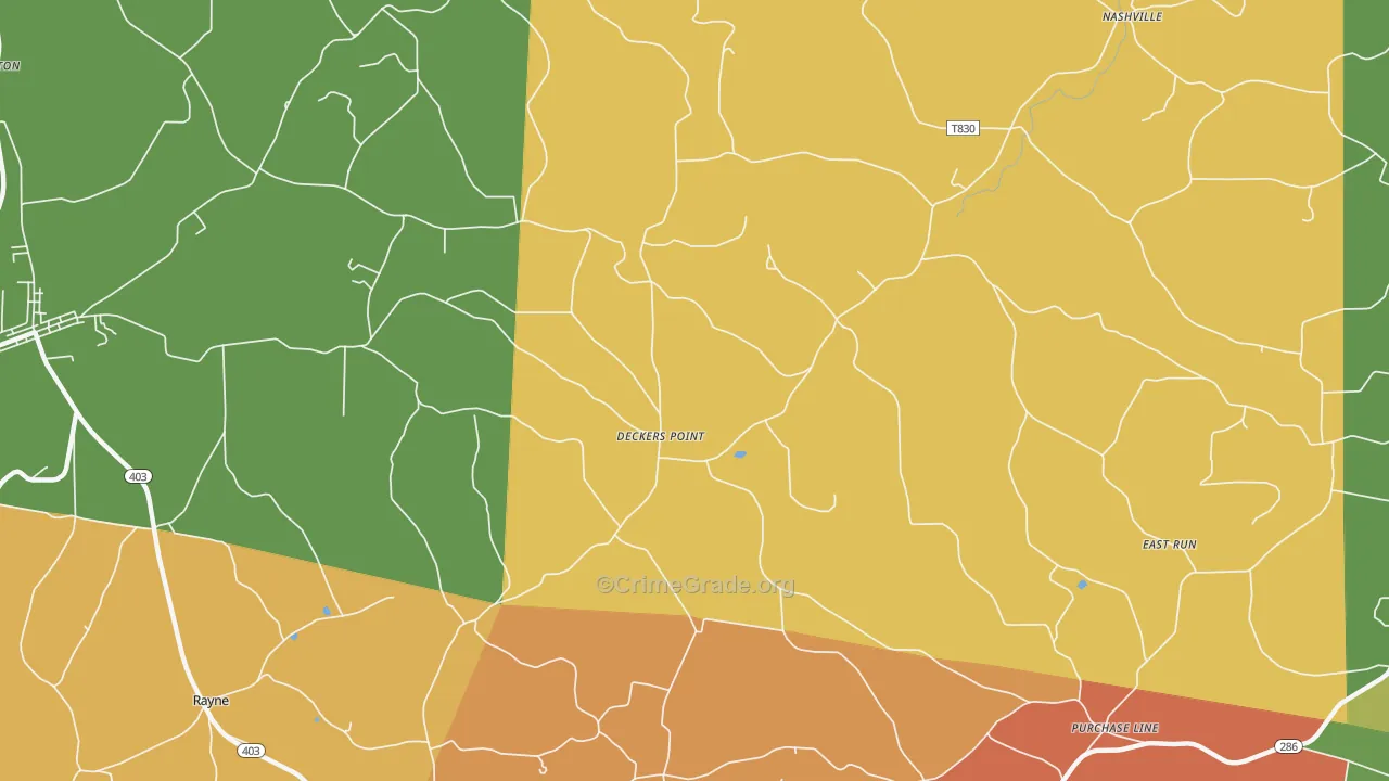 Deckers Point, PA Map of Robbery Rates