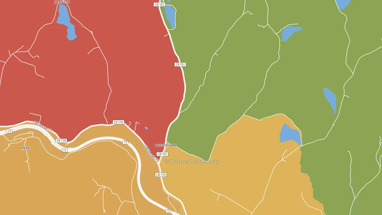Deckertown, NY Map of Robbery Rates