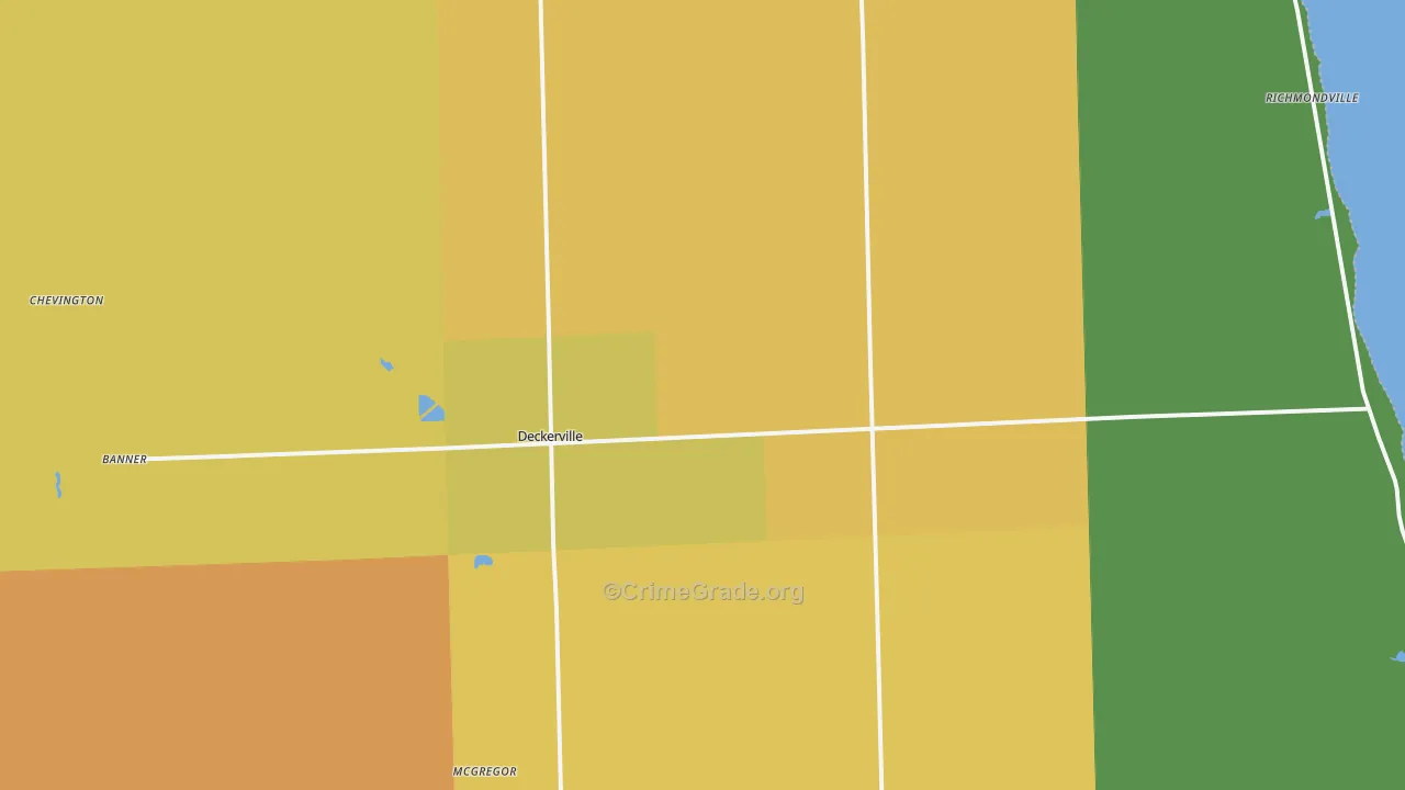 Deckerville, MI Map of Robbery Rates