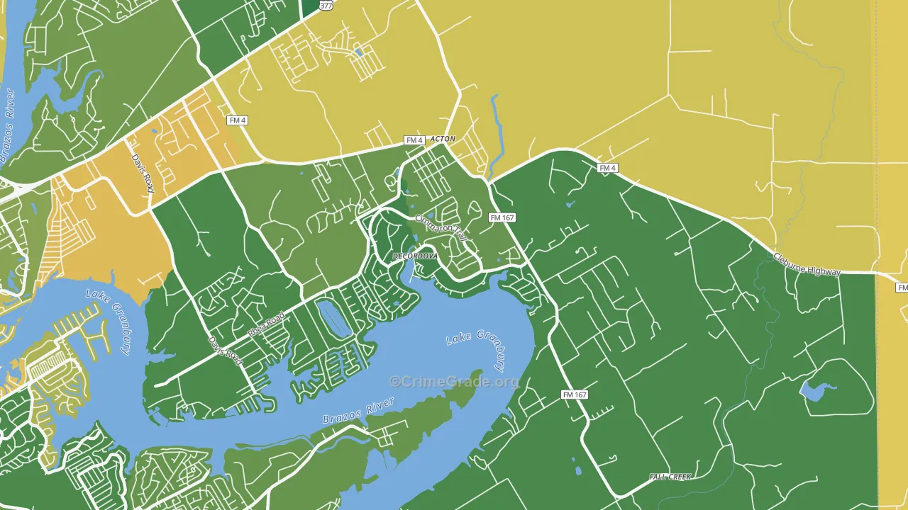 DeCordova, TX Map of Robbery Rates
