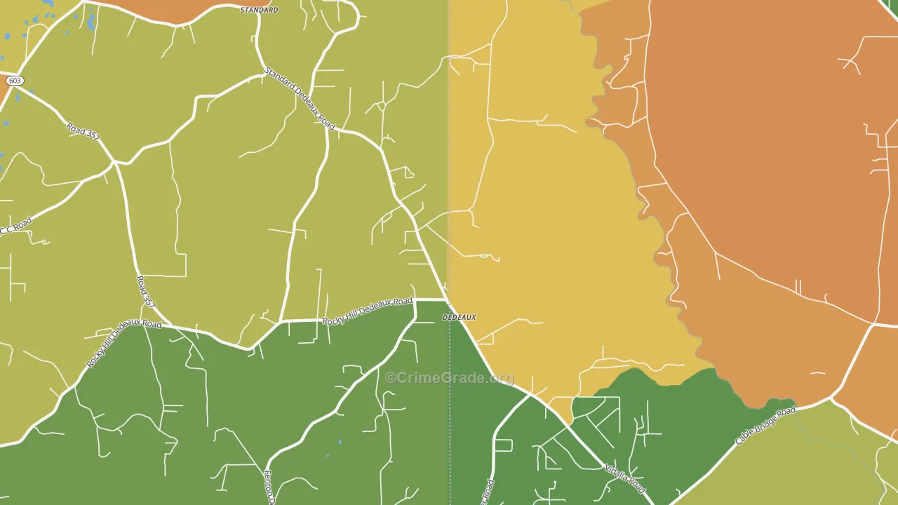 Dedeaux, MS Map of Robbery Rates