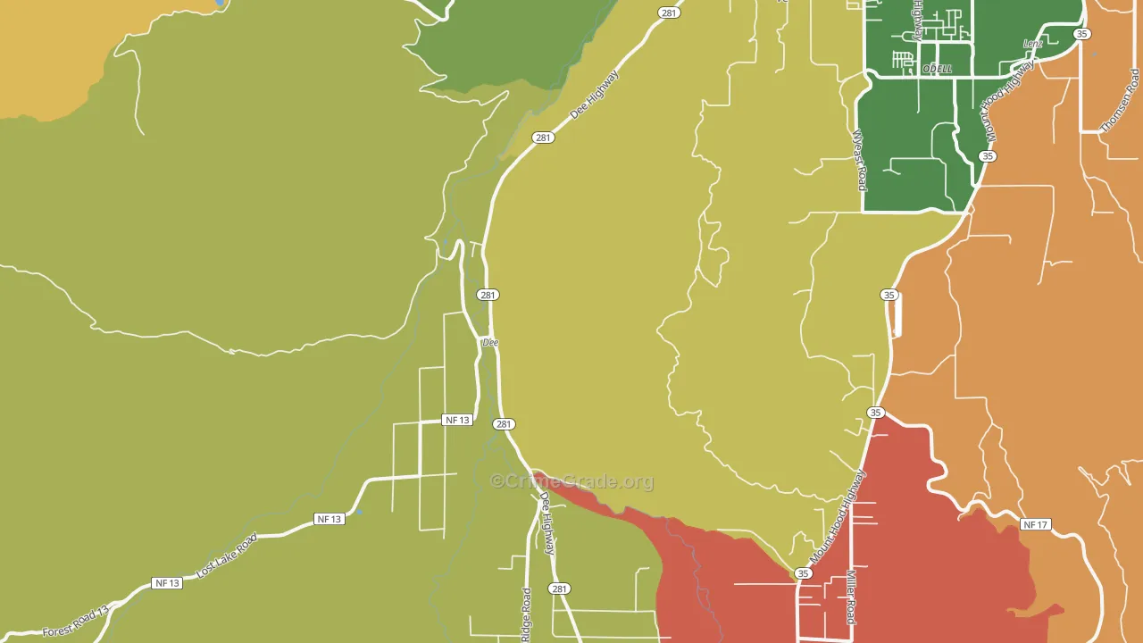 Dee, OR Map of Robbery Rates